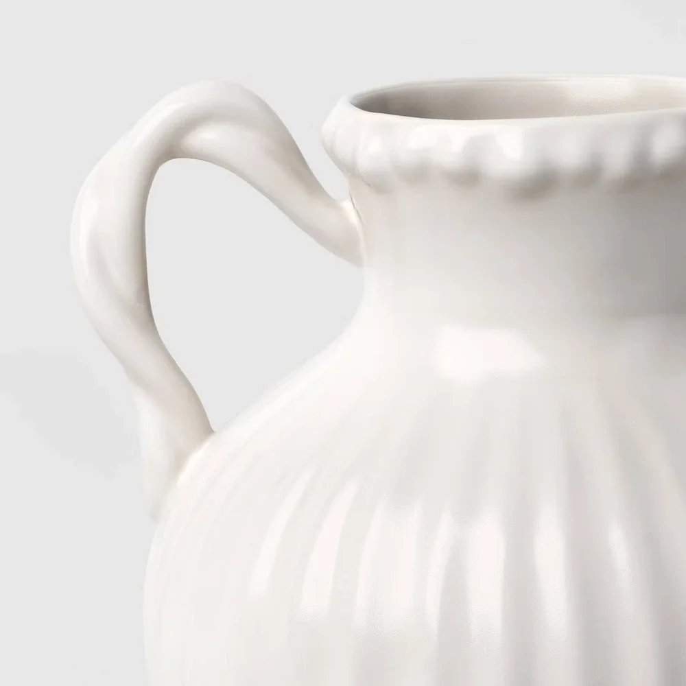 Beaded Ceramic Handled Vase Ivory - Threshold, Target